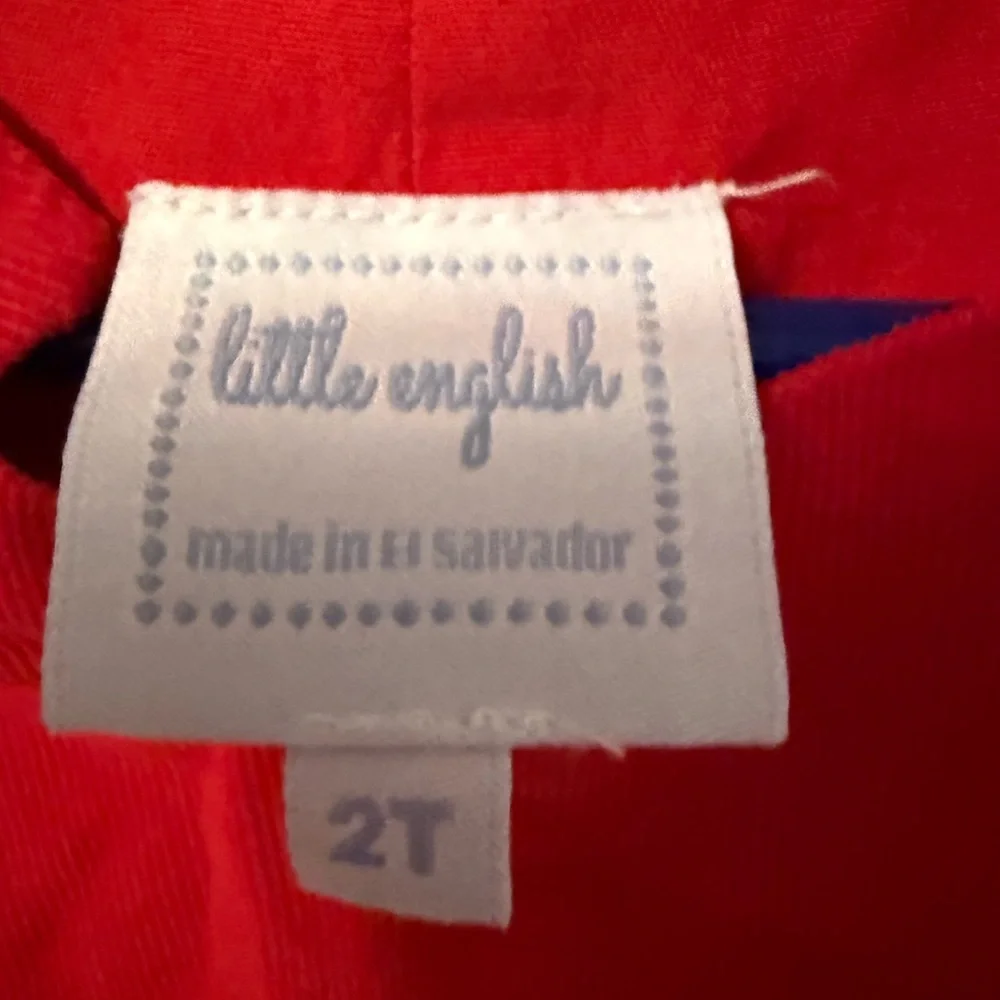 Little English Red Jon Jon With Hot Air Balloon Patch